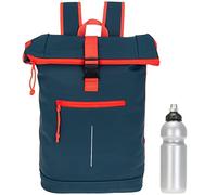 New Rebels Rucksack Plane TIM Bag Kurierrucksack Roll-up Fahrradrucksack Sport Fitness + Flasche bagboom (Dunkelblau 02 + Flasche)