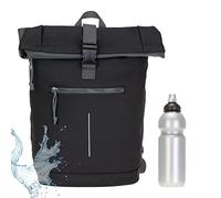 New Rebels Rucksack Plane TIM Bag Kurierrucksack Roll-up Fahrradrucksack Sport Fitness + Flasche bagboom (Schwarz Schwarz 00 + Flasche)