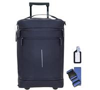 New Rebels Trolley Handgepäck Herren Damen Reise Koffer Gepäck Bag Harper Pro 50 cm 30 L Schultergurt Trolly Weekender Over Night Sauna Tasche + Koffergurt (Black Noir (Schwarz))