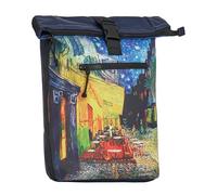 New Rebels unisex wasserdichter Mart Art New York Cafe at Night Rolltop 21 Liter Rolltop-Rucksack mit 15,6-Zoll-Laptopfach Reiserucksack mit Fronttasche flexibler Stauraum