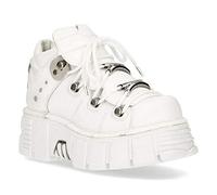 New Rock 106N-S8 Unisex Turm 100% Weißes Leder Gote Plateau Punk Modus Stiefeletten Schuh 40