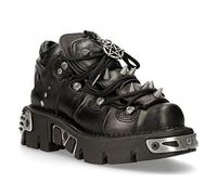 New Rock 110-S1 Stiefeletten Aus Schwarzem Leder Mit Stacheln 40