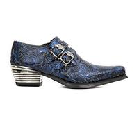 New Rock 7960-S7 Schuhe Blau Vintage Design Metalabsatz und Schnalle