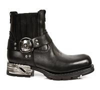 New Rock Biker Stiefelette Motorock M.MR007-S1 für Herren aus Rindsleder in Schwarz, Naturgummisohle, Plateau 2 cm, Absatz 5 cm, Rock Heavy Stil 45