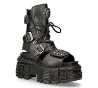 New Rock BIOS107-V1 Schwarz Stiefel Vegan Leder Unisex Gladiator Design Absatz Punk Stil