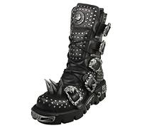 New Rock Black Men Boots Metallic Collection Heavy Punk Spikes M.1535-S1 (numeric_44)