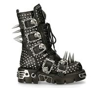 New Rock Boots 1535-S1 Unisex Metallisch Schwarz Leder Gothic Spike Stiefel 10