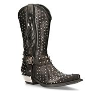 New Rock Cowboystiefel aus schwarzem Leder mit Nieten - M-7928-S1 EU44