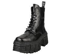 New Rock Damenstiefel mit TANK-Sohle, Lackleder, Schwarz, M.WALL126-S2 (numeric_42), Schwarz , 42 EU