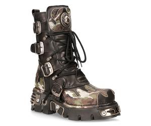 New Rock Flame Biker-Stiefel aus Leder mit Camouflage-Akzent - M-591-S15 EU 36