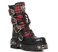 New Rock Gothic-Stiefel aus Tartan-Leder-391T-S1 EU 37