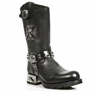 New Rock Herren-Cowboystiefel aus schwarzem Leder im Gothic-Stil - MR030-S1 EU46