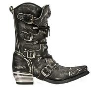 New Rock Herren M.7993-S3 Grau Dallas Western Cowboy Ledermode Stiefel 46