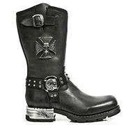 New Rock Herren Stiefel MR030-S1 Schwarz Western 100% Leder Gothic Plateauschuhe 41