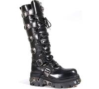 Plateaustiefel NEW ROCK "Plateau Boots M-272-S1", Damen, Gr. 43, Normalschaft, schwarz, Obermaterial: 100% Rindnappaleder CNA., Schuhe, Handgefertigt, Made in Spain (88738931-43) schwarz