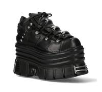 New Rock M-106-C181 Schwarze Gothic Punk-Stiefeletten mit Klobiger Plateausohle