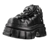 NEW ROCK 106-S29 TOWER SHOES Biker-Punk-Gothic-Stiefel aus schwarzem Leder in Metallic-Optik EU/IT 46
