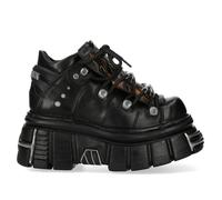 New Rock M-106N-C86 Gothic-Stiefeletten aus schwarzem Flammenleder mit Plateau EU 37