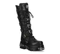 New Rock M-161-C10 Kniehohe Gothic-Stiefel aus schwarzem Leder mit Spikes EU46