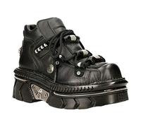 New Rock M-215-S6 Unisex Gothic Punk Schwarz Metallisch Plateau Stiefeletten 45