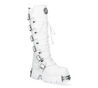 New Rock M-272-C69 Kniehohe Gothic-Stiefel aus weißem Leder EU40