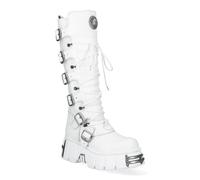 New Rock M-272-C69 Kniehohe Gothic-Stiefel aus weißem Leder EU45