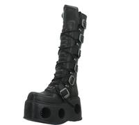 New Rock M-272-S2 Neptuno Metallic Kniehohe Schwarze Gothic-Stiefel aus Leder