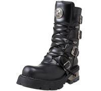 New Rock Stiefel Metallic M.373-S1 für Unisex aus schwarzem Leder, 4 cm Plateau, 6 cm Absatz, punk-gotischer Stil mit kombiniertem Verschlusssystem GRÖSSE 43
