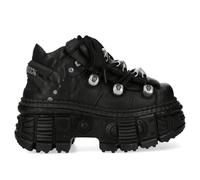 New Rock M-OVERZ106B-C1 Gothic-Stiefeletten aus klobigem schwarzem Leder im Metallic-Look EU40