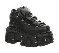 New Rock M-TANK106-C2 Unisex Schwarz 100% Leder Gote Plateau Punk Mode Stiefeletten Schuh 39