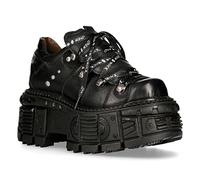 New Rock M-TANK120N Unisex Schwarz 100% Leder Goth Plateau Punk Metall Stiefeletten