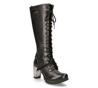 New Rock M-TR005-S1 Kniehohe schwarze Gothic-Stiefel mit hohem Absatz für Damen EU 36