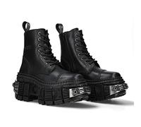 NEW ROCK M.WALL083C-S4 Unisex-Stiefel mit Reißverschluss, Schwarz, Schwarz , 38 EU
