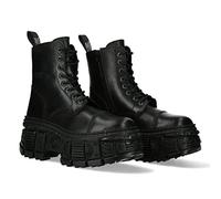 New Rock M.WALL083C-S5 Uni-Stiefel, TANK-Sohle, mit Reißverschluss, Leder, Schwarz, Uni, Schwarz , 36 EU
