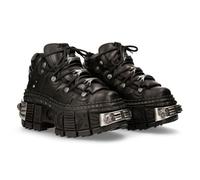 Plateausneaker NEW ROCK "Plateau Sneaker WALL106-S10", Herren, Gr. 42, Normalschaft, schwarz, Obermaterial: 100% Rindnappaleder CNA., Schuhe Plateausneaker, Handgefertigt, Made in Spain (87587733-42)