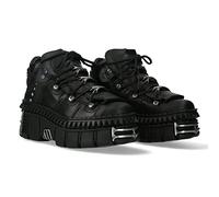 New Rock M.WALL106-S24 Unisex-Stiefel, Spitzsohle mit Schnürung, Leder, Schwarz, Unisex