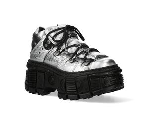 New Rock M-WALL106N-C16 Blau Silber Leder Gothic Urban Rock Stiefeletten EU44