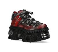 New Rock M-WALL106N-C17 Rot Silber Leder Gothic Urban Rock Stiefeletten EU46