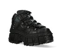 New Rock Metallic-Knöchelstiefel aus schwarzem Leder-WALL106-S12 EU45