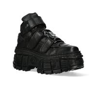 New Rock Metallic Knöchelstiefel aus schwarzem Leder-WALL285-S2 EU 37