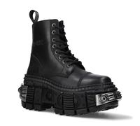 New Rock Metallic-Schwarze Lederstiefel-WALL083C-S4 US 39