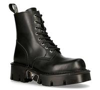 New Rock MILI-084N-S3 Schwarz Gotisch Stiefel Mode Militär Unisex 8 Loch Biker Schuhe Gote 40