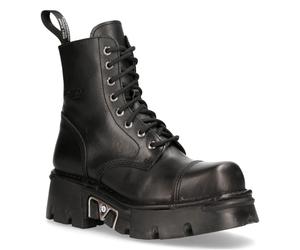 New Rock Militär-Bikerstiefel aus schwarzem Leder - M-NEWMILI083-S19 EU 38