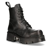 New Rock Militär-Bikerstiefel aus schwarzem Leder - M-NEWMILI083-S19 EU45