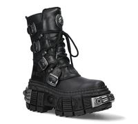 New Rock mittelhohe Leder-Plateaustiefel-WALL373-S3 EU45