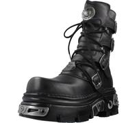 New Rock Unisex Schwarz Leder Gothic Mid-Calf Stiefel-373-S4 EU45