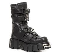 New Rock Punk Mittelhohe schwarze Lederstiefel-M-422-S1 EU43