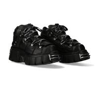 New Rock Punk-Stiefel M.106LACE-S1 für Herren, Rindsleder, Schwarz, Schnürung, Plateau, 4 cm, Absatz 6,5 cm, PU-Ultra-Sohle
