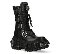 New Rock Schwarze Goth-Stiefel aus mittelhohem Kalbsleder-WALL1473-S11 EU45