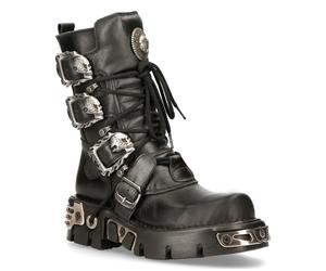 New Rock Schwarze mittelhohe Gothic-Lederstiefel-391-S1 EU 36